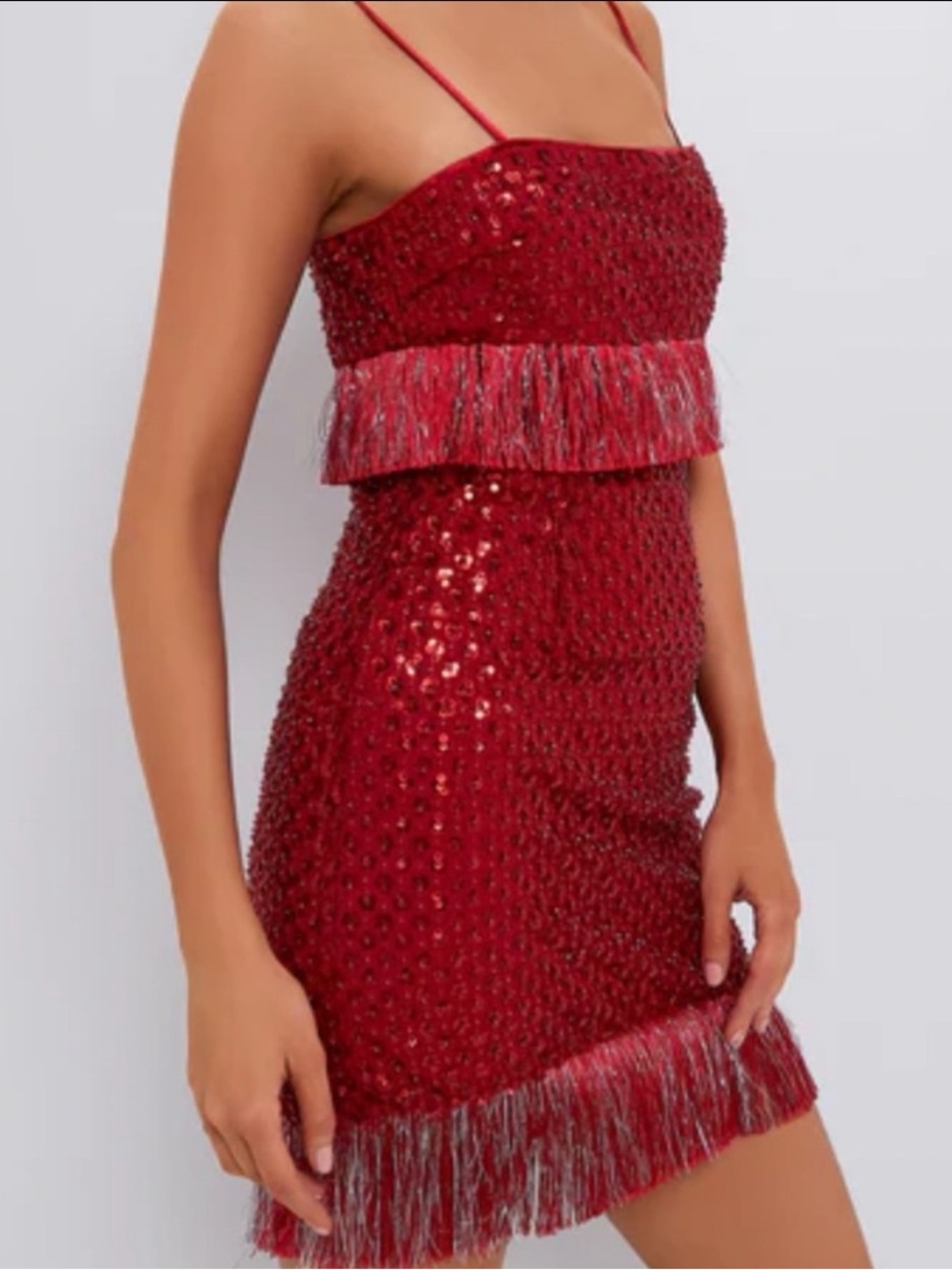 NWT Anthro Saylor Caitriona Sequin Fringe Mini Party Vintage Showgirl Dress, M
